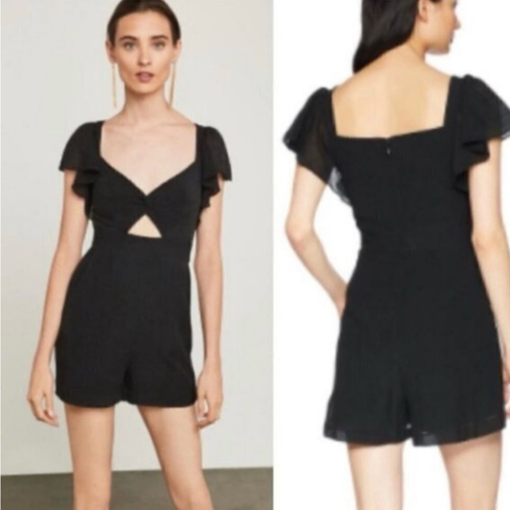 NWT BCBGMAXAZRIA Twist-Front Black Romper #L00K